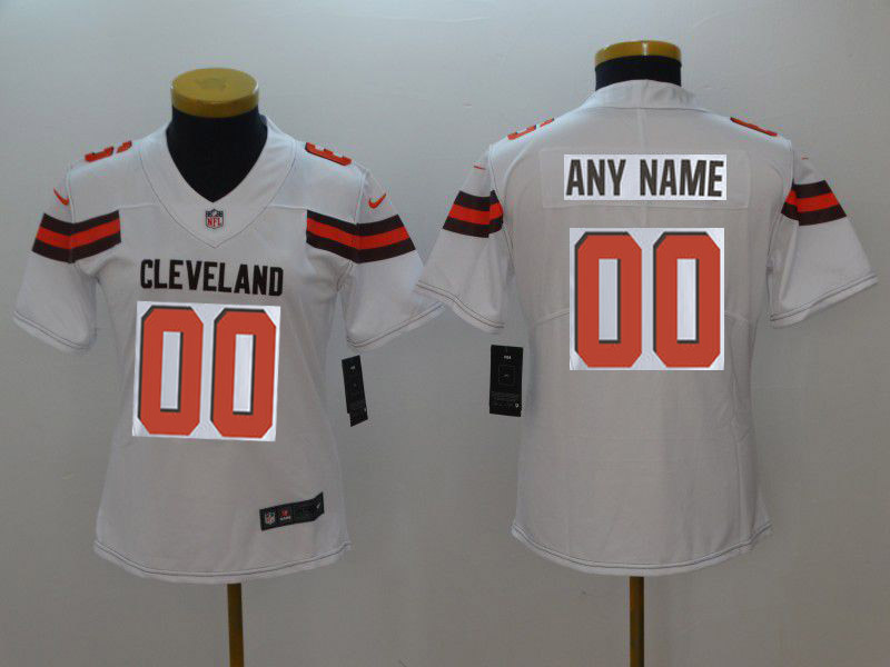 Women Cleveland Browns Custom  White Nike Vapor Untouchable Playe NFL Jerseys->customized nfl jersey->Custom Jersey